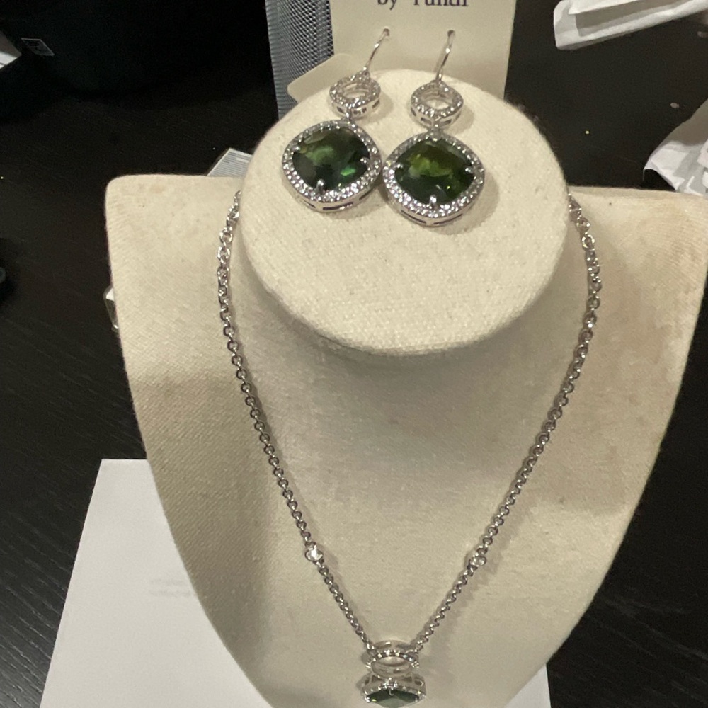 14 carat white gold  plated set